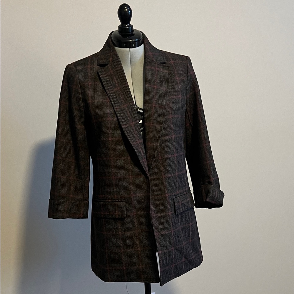 Anne Klein Plaid Blazer 3/4 Sleeve